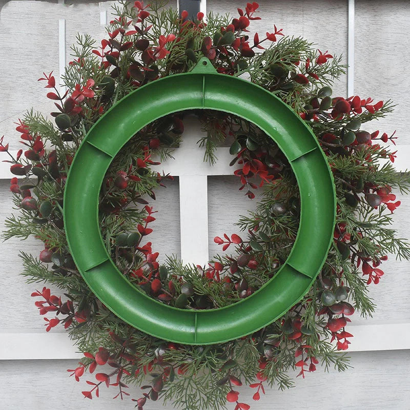 45cm artificial cherry pattern Christmas wreath with LED lights