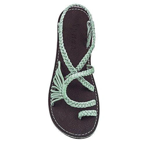 European and American beach flip flops with anklet straps in various colours