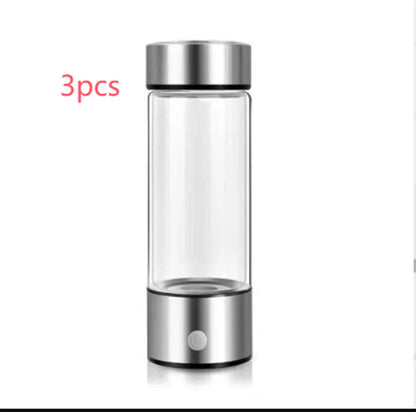 Premium Hydrogen Water Bottle with Rechargeable Generator, Borosilicate Glass, Antioxidant-Infused Water, Portable Hydration Solution