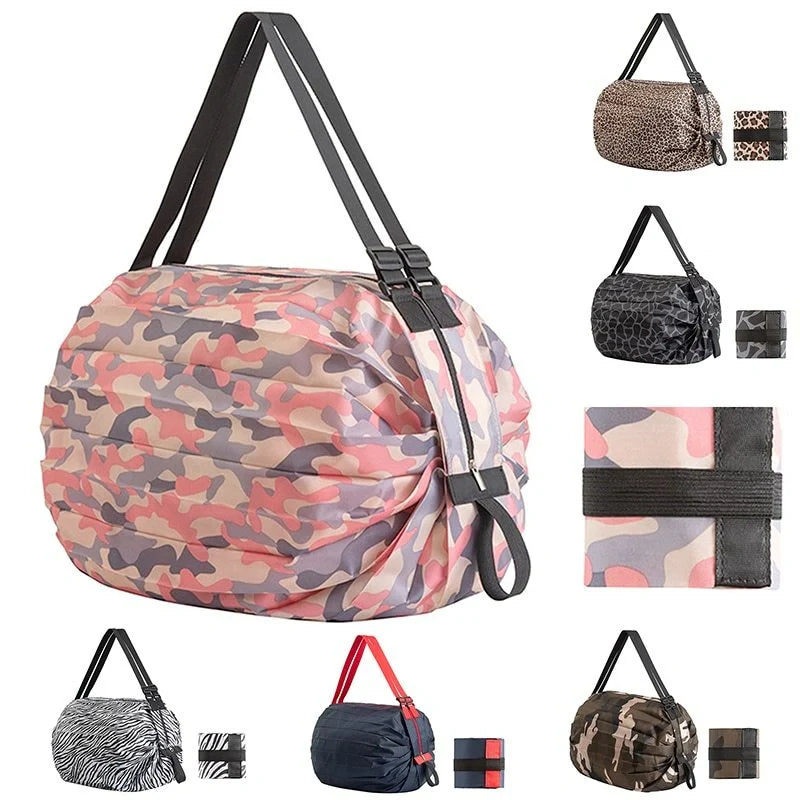 Large capacity foldable nylon shopping bag in various colors
