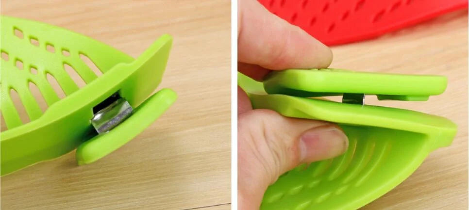 Silicone clip-on funnel oil strainer for pots and pans