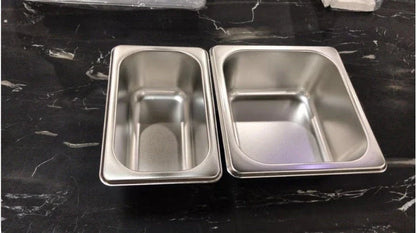 Bamboo cutting board with plastic storage trays for organizing and containing chopped food items