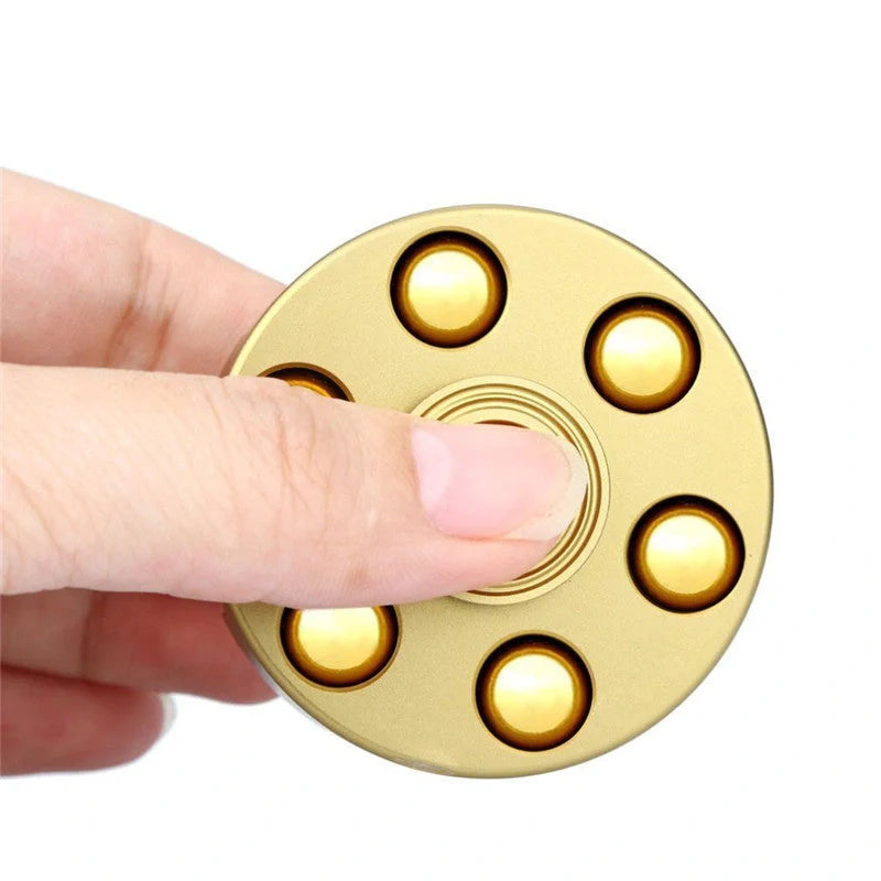 Brass gun revolver bullet fidget toy spinner with detachable rotating feature