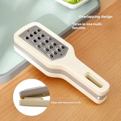 3-in-1 stainless steel kitchen grater with non-slip handle