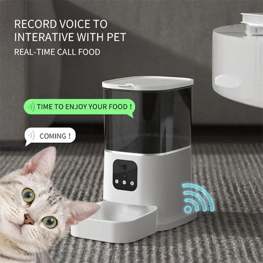 Smart WiFi Pet Feeder with voice recording and app control for cats and dogs