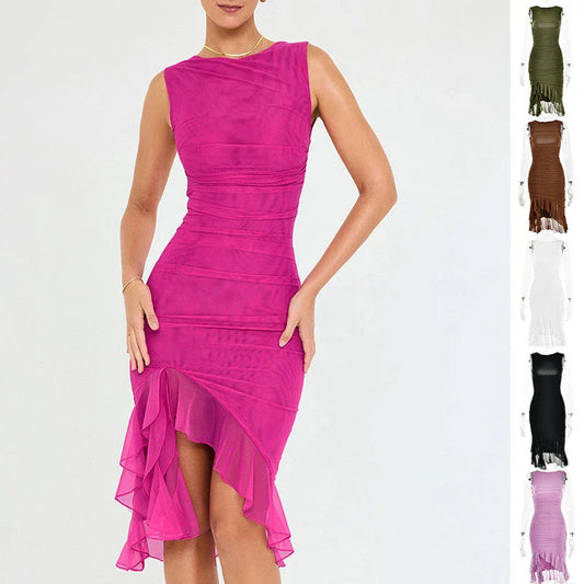 Sleeveless slim-fit mini dress in a variety of vibrant colors, perfect for summer style and comfort