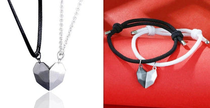 Minimalist gold-plated magnetic heart pendant couple necklace symbolising love and connection.