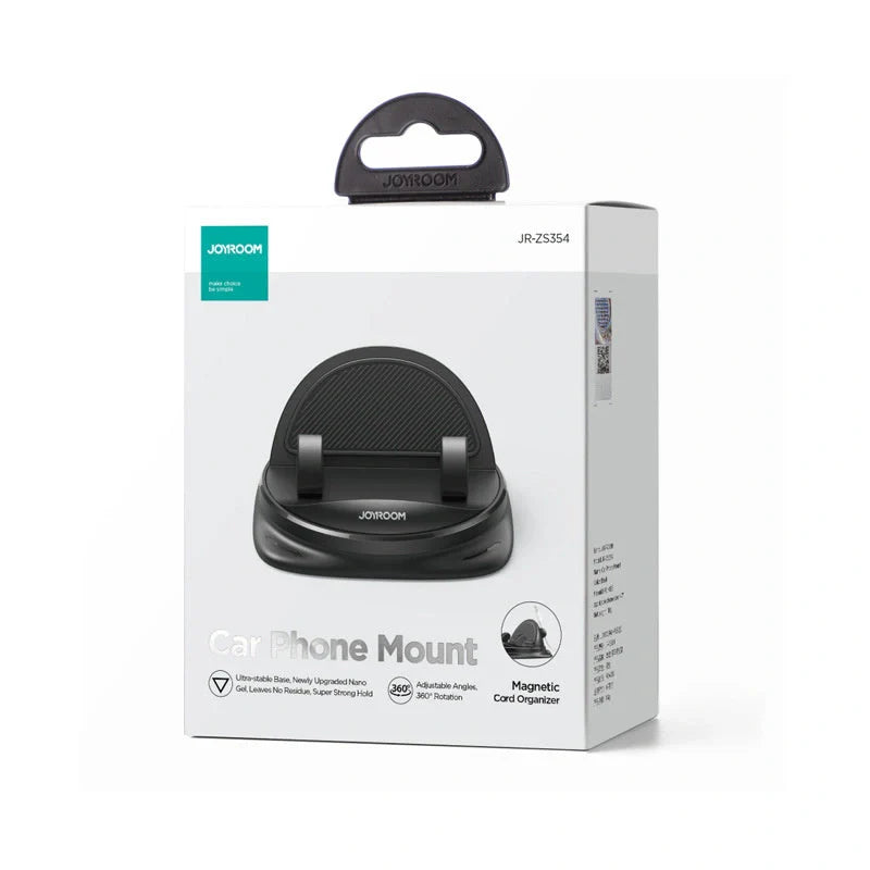 Secure Car Phone Mount with Reusable Silicone Pad for Dashboard, Adjustable 360-degree Rotation, Magnetic Charging Cable