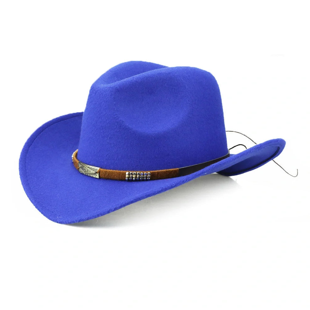 Woolen Denim Cowboy Hat in various colours showcasing European and American style