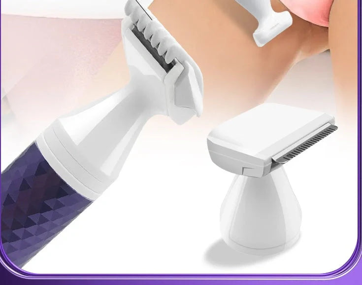 Portable electric razor for women with five interchangeable heads
