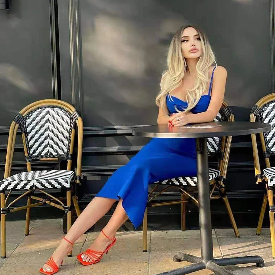 Elegant halter neck bandage dress in various colours with a unique hollow waist design