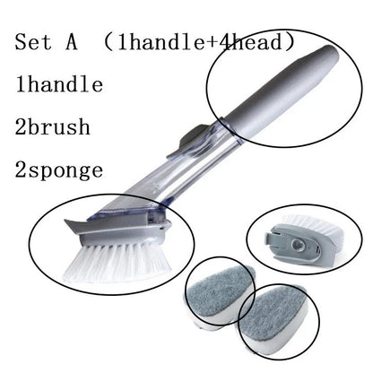 2-in-1 Cleaning Brush with Removable Head for Efficient Kitchen Cleaning