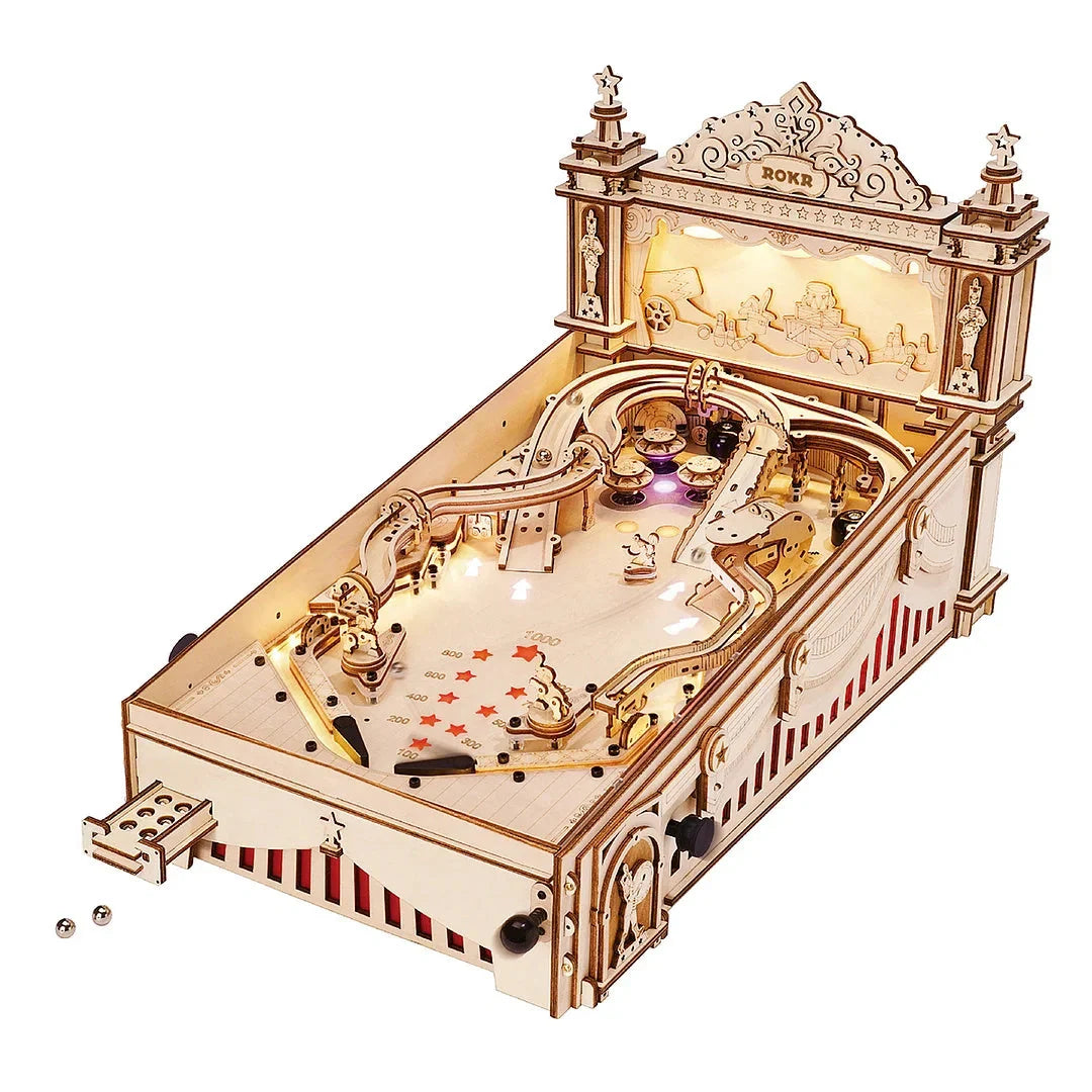Robotime ROKR DIY Pinball Machine 3D Wooden Puzzle with colourful LED effects
