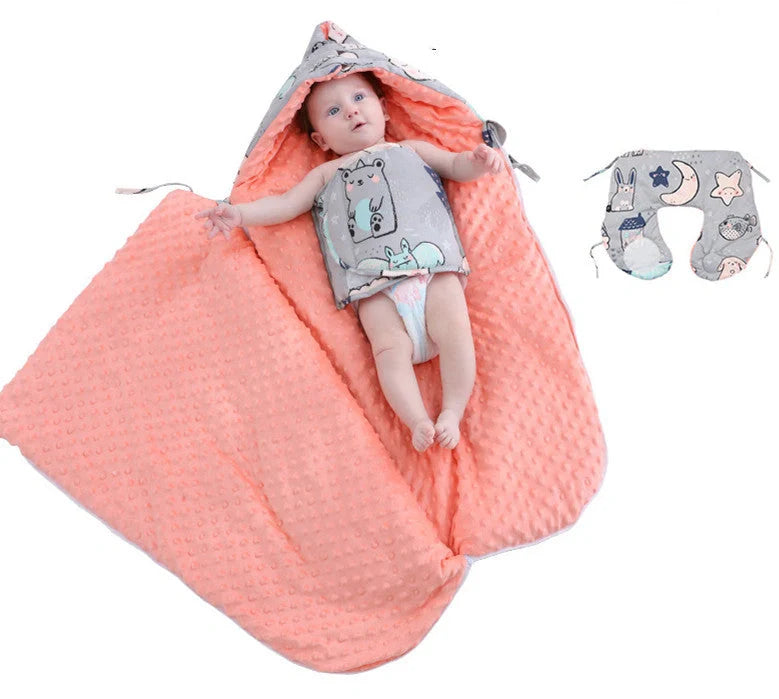 Newborn baby blanket with warm fleece and stroller cover, 80x46cm
