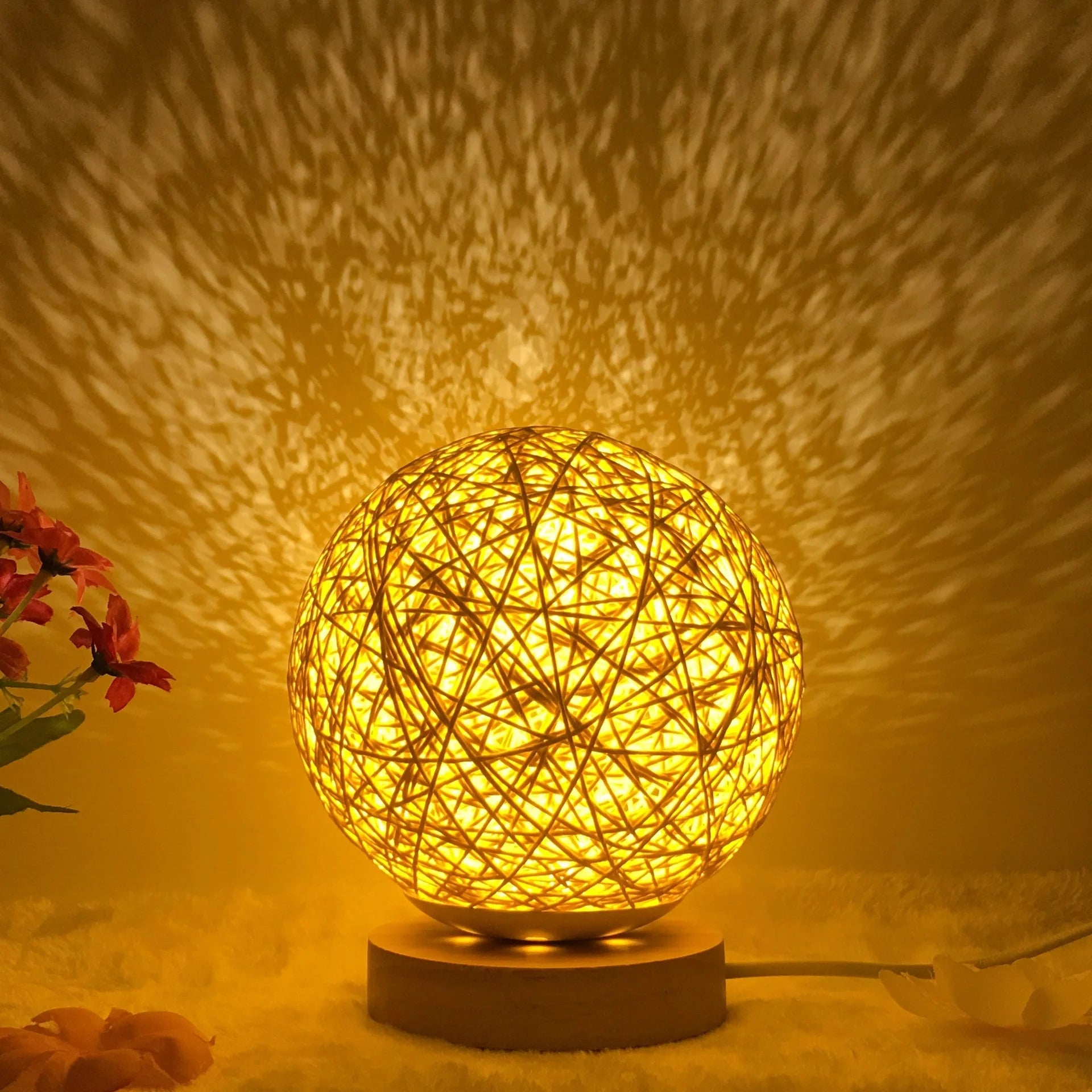 Creative Linen Table Lamp with LED Intelligent USB7 Colour RGB16 Remote Control