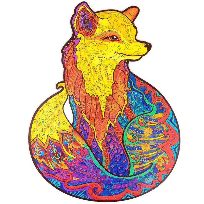Charming wooden animal puzzles featuring a variety of wild creatures like foxes, wolves, and owls, perfect for a unique Christmas gift.