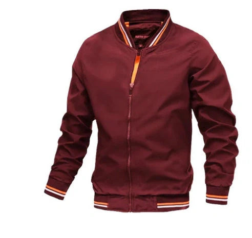 Men's stylish striped zip-up jacket with pockets in various colours