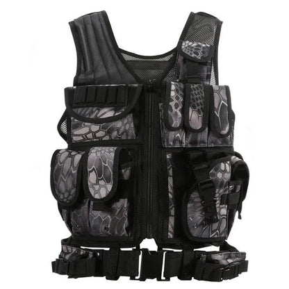 Durable tactical vest for military and outdoor activities with multiple pockets and adjustable straps