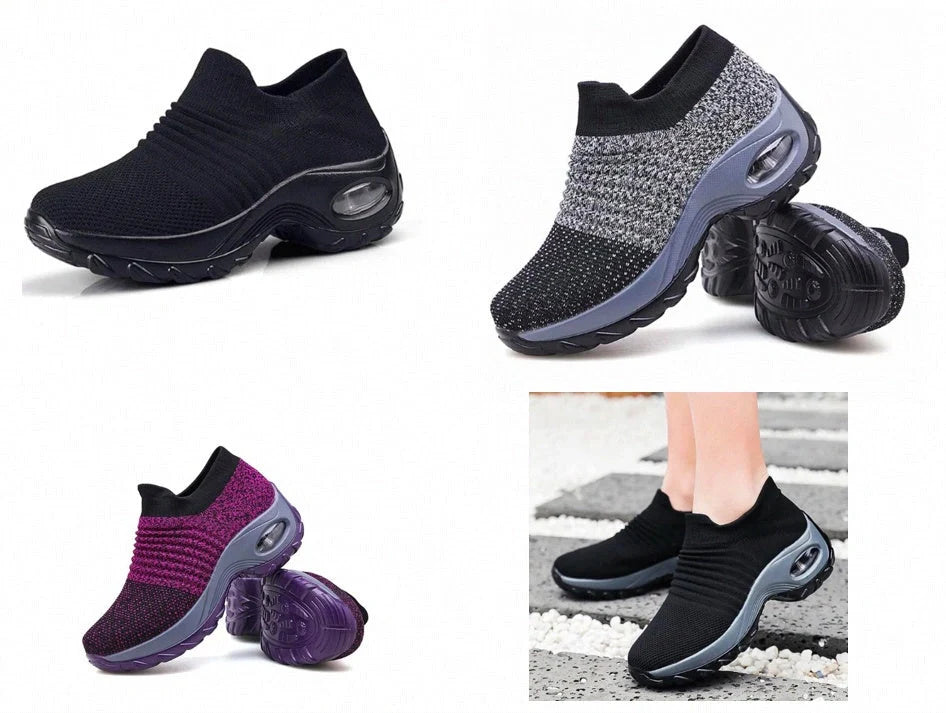 Stylish Korean mesh dancing shoes with wedge heel, available in multiple colours