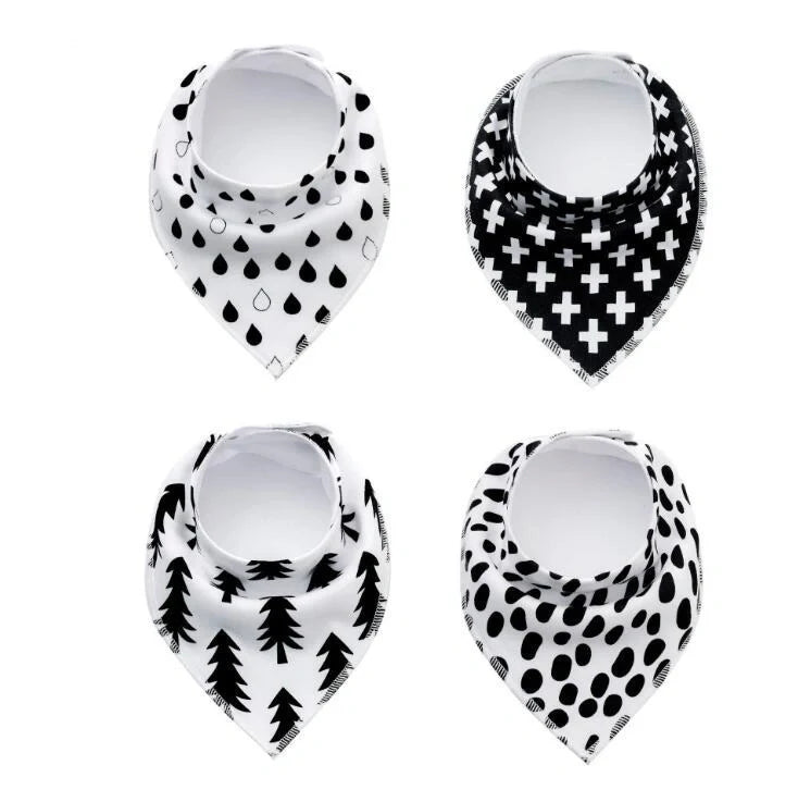 Stylish baby bibs set with arrow, wave, and triangle prints, perfect for keeping your baby clean and fashionable.