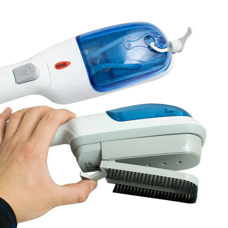 Portable mini steam iron with garment steamer for on-the-go wrinkle removal and dry cleaning