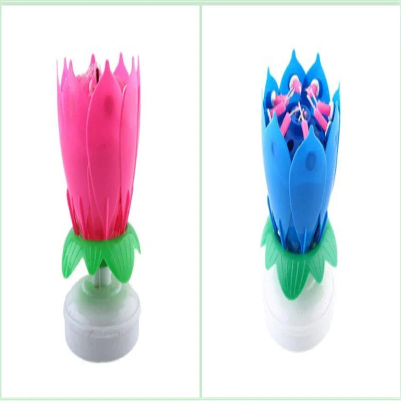 Musical Lotus Candles in various colours, showcasing the elegant lotus design and music feature