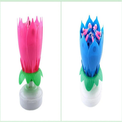 Musical Lotus Candles in various colours, showcasing the elegant lotus design and music feature