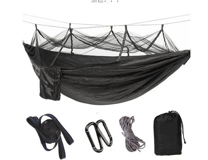 Versatile parachute hammock with mosquito net for outdoor camping and relaxation