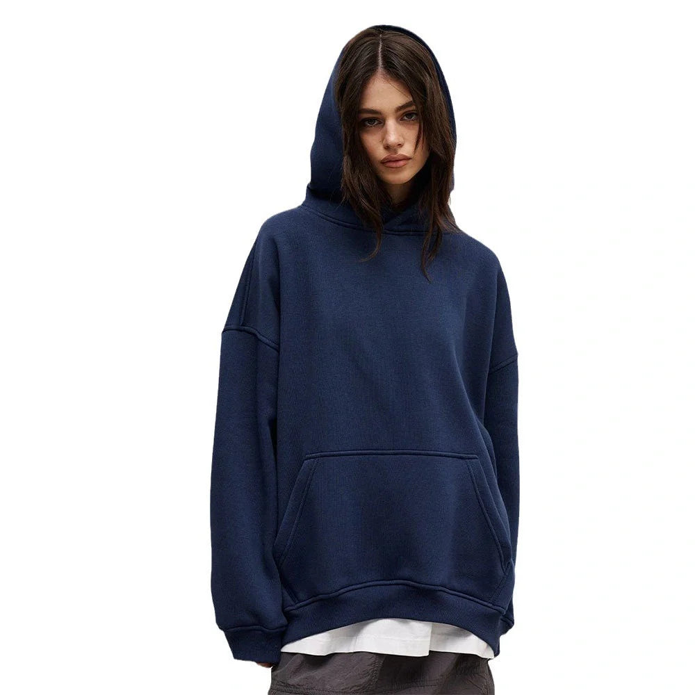Cosy, oversized boyfriend-style polar fleece hooded jumper in a variety of classic colours