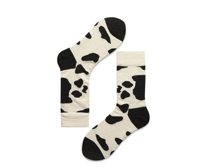 Stylish Dalmatian-inspired cotton crew socks with a premium blend of polyester, spandex, and cotton for all-day comfort and flexibility.