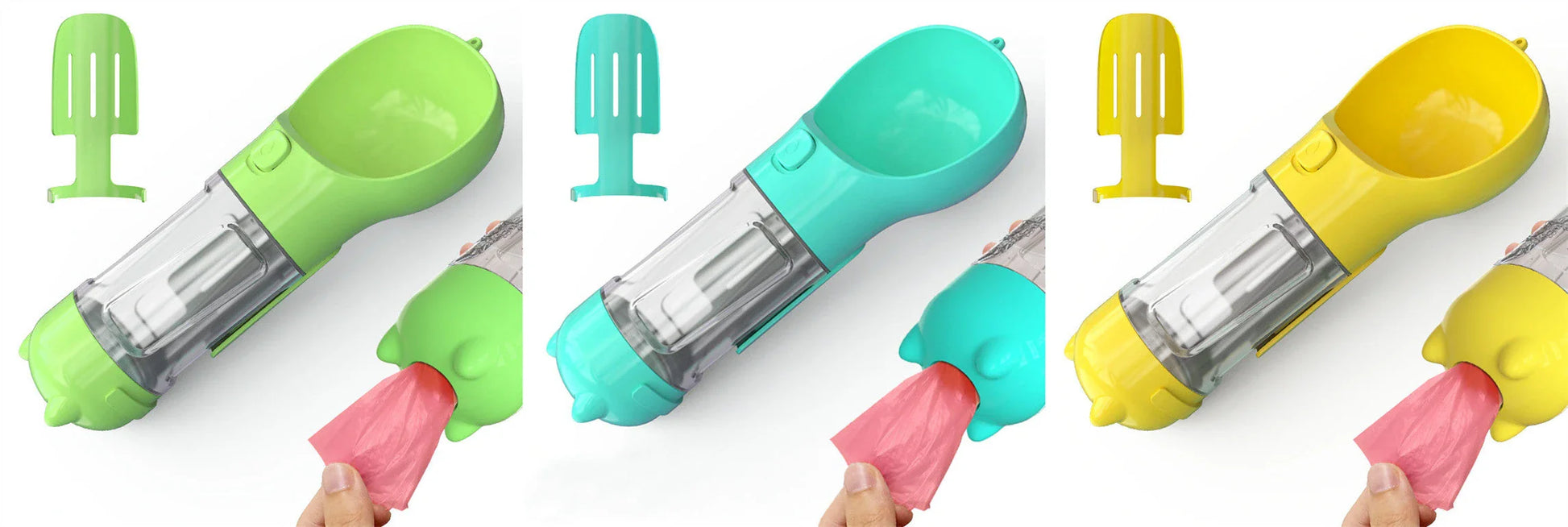 Versatile 3-in-1 Pet Water Bottle with Feeding Bowl and Waste Bag Storage