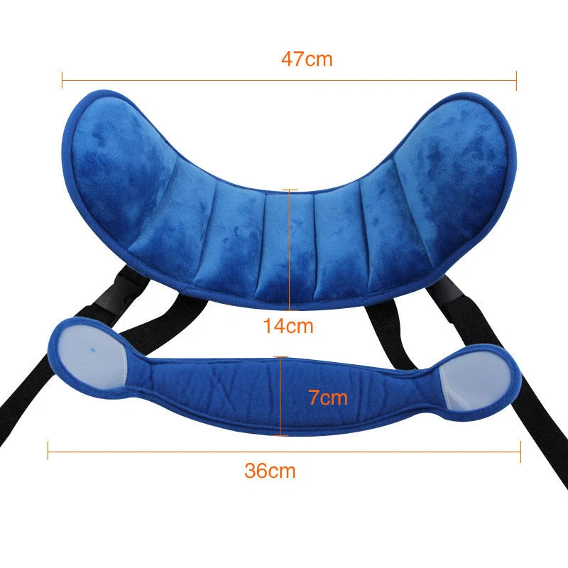 Adjustable car seat head support for babies and kids with fixed sleeping pillow