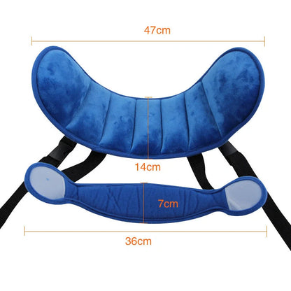 Adjustable car seat head support for babies and kids with fixed sleeping pillow