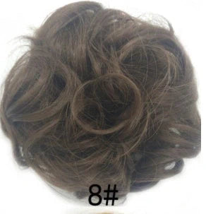 Synthetic wavy curly messy hair bun for women, 12cm diameter, high temperature wire