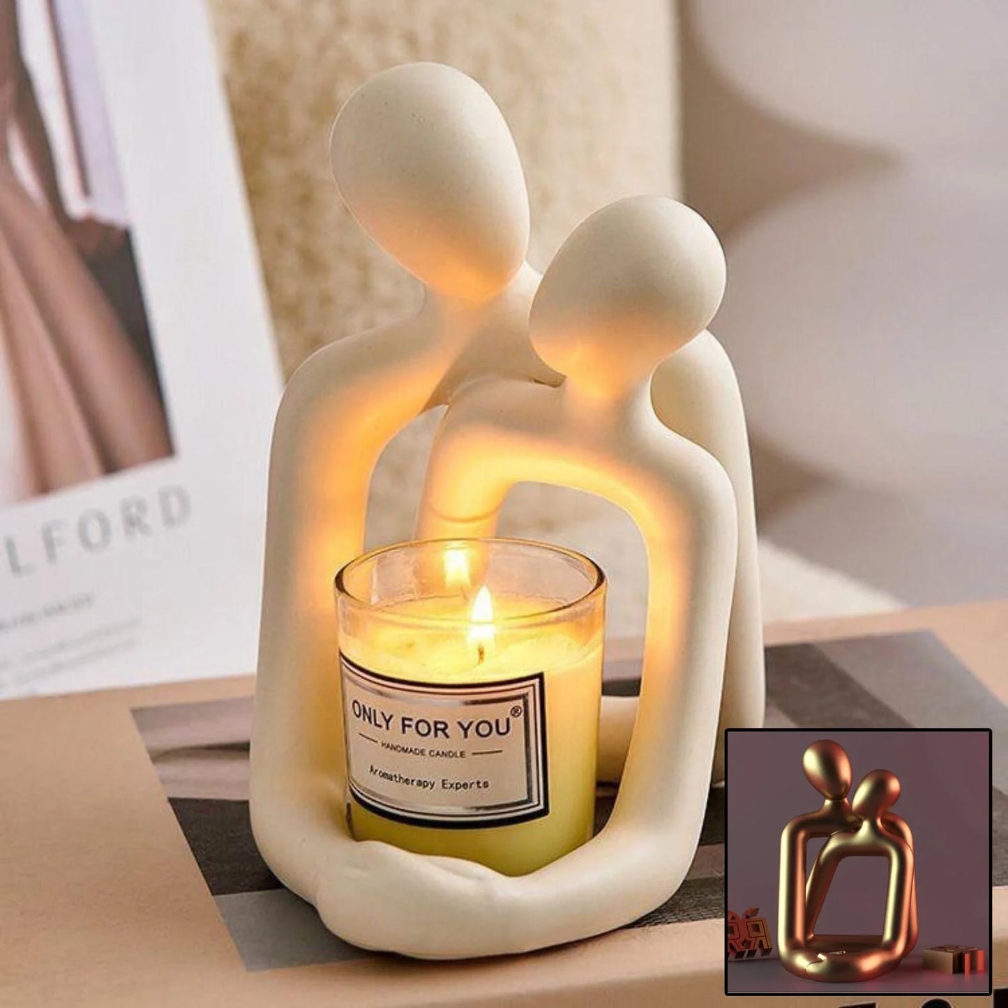 Elegant loving couple resin statue for modern home decor and Valentine's Day gifts