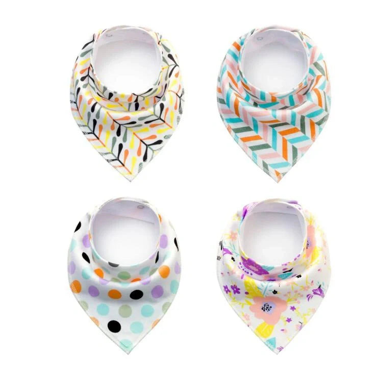 Stylish baby bibs set with arrow, wave, and triangle prints, perfect for keeping your baby clean and fashionable.