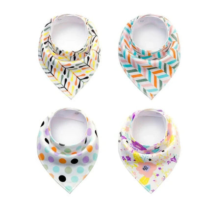 Stylish baby bibs set with arrow, wave, and triangle prints, perfect for keeping your baby clean and fashionable.