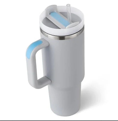 40oz stainless steel coffee mug with handle and straw, BPA-free, various colours available