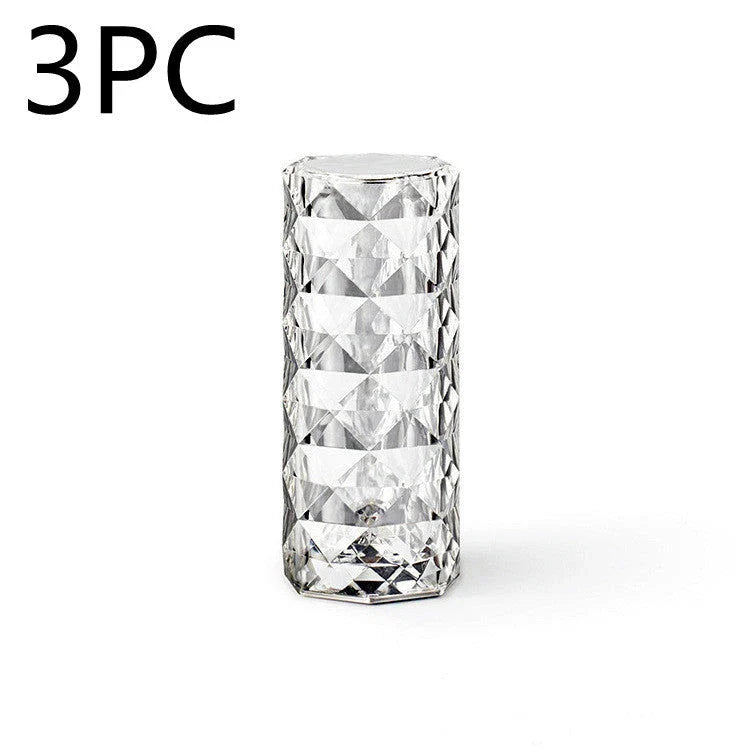 Elegant crystal bedside lamp with touch-sensitive controls and 16 color RGB lighting options