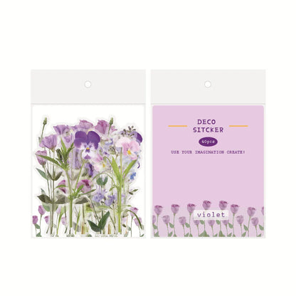 Retro Flower Nature DIY Sticker Pack with transparent flower and mushroom designs