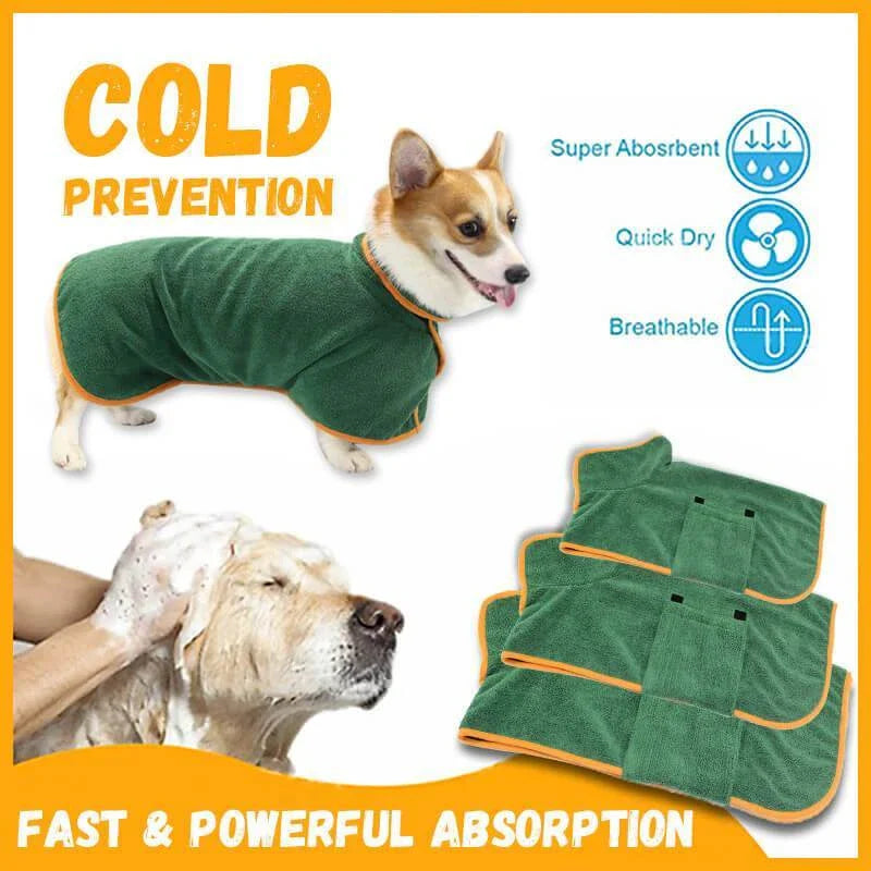 Premium microfiber pet drying bathrobe with adjustable strap and soft lining for superior comfort and absorbency