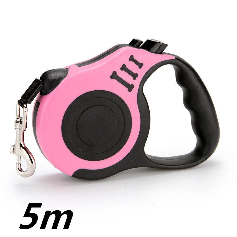 Automatic telescopic pet leash with one-handed braking and locking system, made of eco-friendly materials for safe and convenient pet walking
