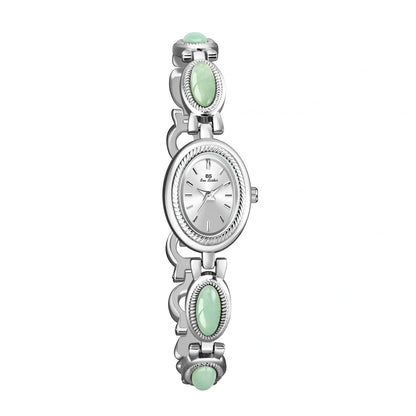 Luxury women's bracelet watch with Hetian Jade and Dongling Stone accents