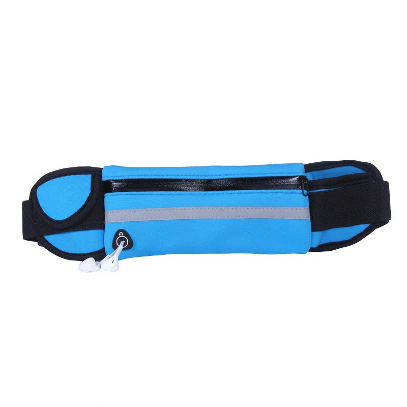 Slim nylon fitness waist bag with zipper pocket for secure storage during sports