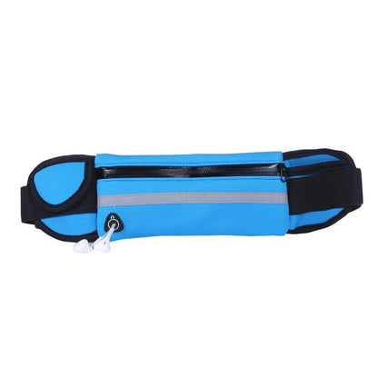 Slim nylon fitness waist bag with zipper pocket for secure storage during sports