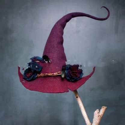 Handmade wool felt witch hat in various colours for Halloween and cosplay