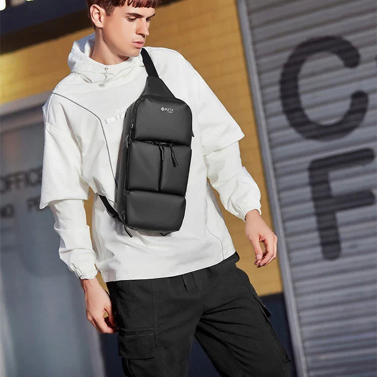 Trendha Casual Men's Crossbody Bag in Black - Premium British-designed accessory with durable Oxford cloth construction and practical features
