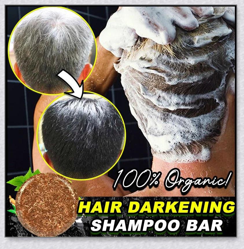 Organic Hair Darkening Shampoo Bar - 100% natural formula to revive grey hair and promote healthy, rejuvenated locks