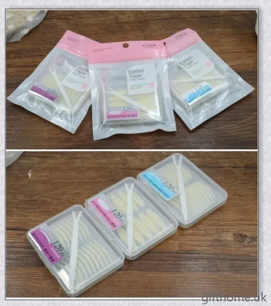 Double eyelid tape for heavy hooded eyes, featuring 120 pairs of eyelid lifter strips to enhance the appearance of the eyes.