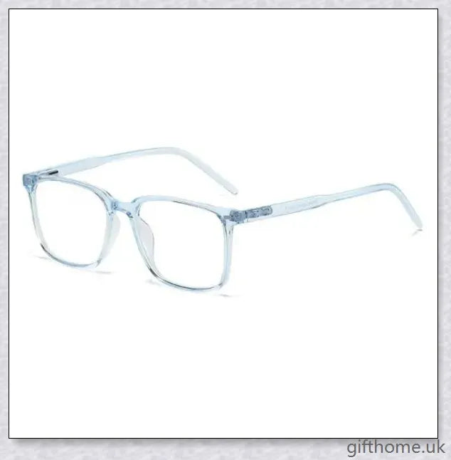 A pair of stylish, blue light blocking glasses in a variety of frame colors for eye protection and sleep support